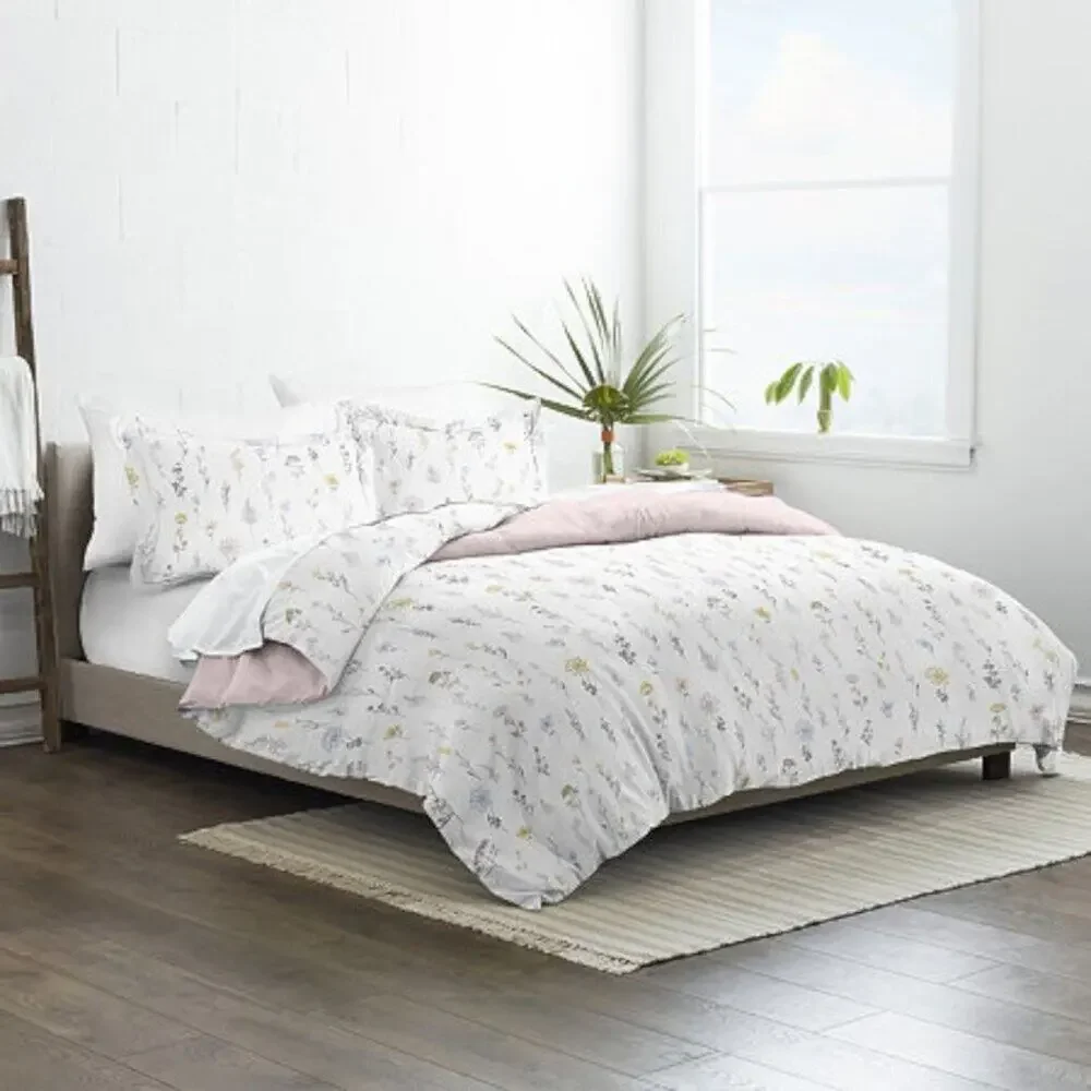 IENJOY HOME Wild Flower Pattern 3-Pc Reversible Duvet Cover King/Cal King